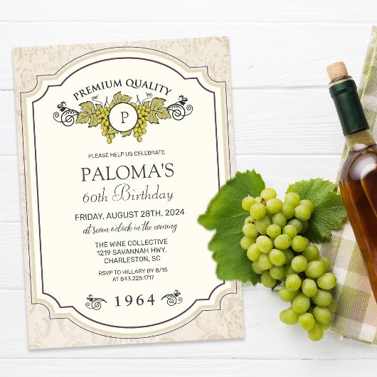 ANY AGE - Wijnlabel Verjaardag Uitnodiging