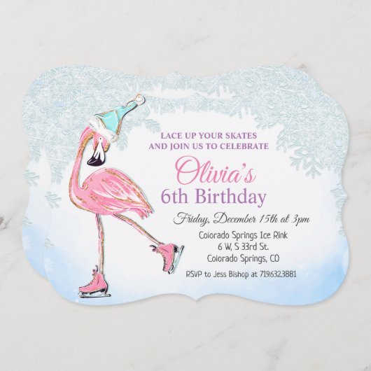 ANY AGE - Winter schaatsen Verjaardag uitnodiging (Voorkant / Achterkant)