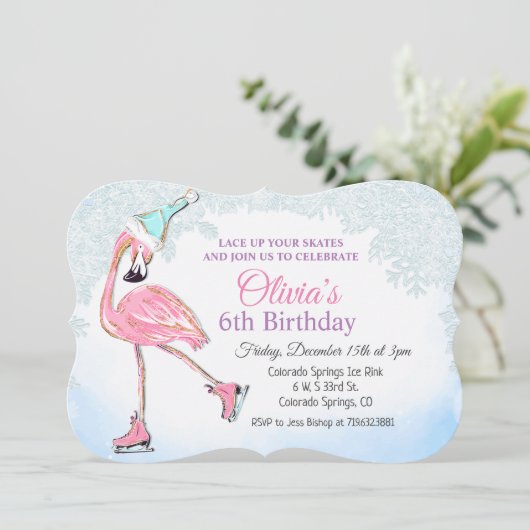 ANY AGE - Winter schaatsen Verjaardag uitnodiging (Staand voorkant)