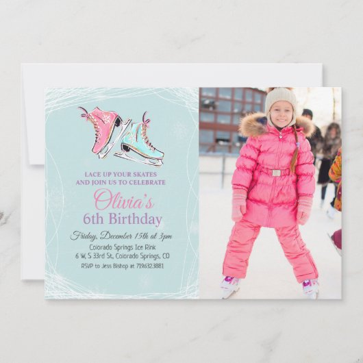 ANY AGE - Winter schaatsen Verjaardag uitnodiging (Voorkant)