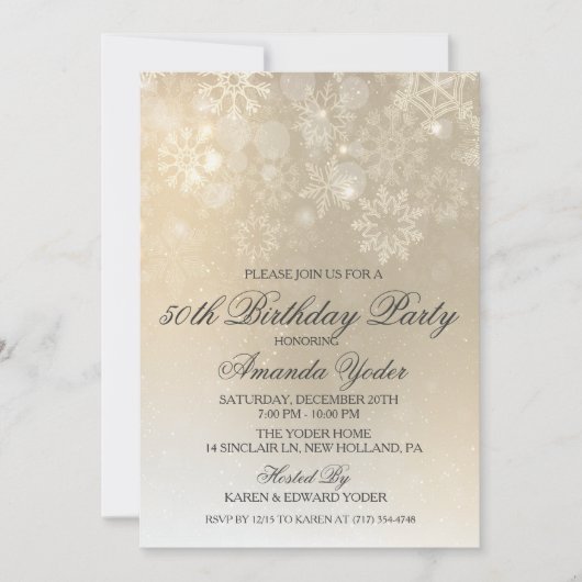 ANY AGE - Winter Sneeuwvlok Verjaardag uitnodiging (Voorkant)