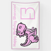 Any Age Wit en Roze T Rex Dinosaurus Verjaardag Spandoek (Verticaal)