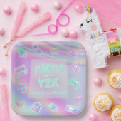 ANY AGE Y2K iriserende regenboog verjaardagsfeestj Papieren Bordje (Feest)