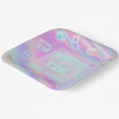 ANY AGE Y2K iriserende regenboog verjaardagsfeestj Papieren Bordje (Gebogen)