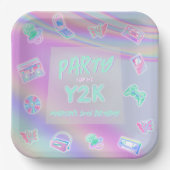 ANY AGE Y2K iriserende regenboog verjaardagsfeestj Papieren Bordje (Voorkant)