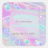 ANY AGE Y2K iriserende regenboog verjaardagsfeestj Vierkante Sticker (Voorkant)