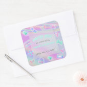 ANY AGE Y2K iriserende regenboog verjaardagsfeestj Vierkante Sticker (Envelop)