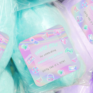 ANY AGE Y2K iriserende regenboog verjaardagsfeestj Vierkante Sticker