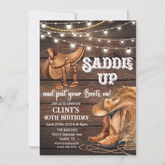 ANY AGE - Zadel Westerne uitnodiging op (Voorkant)