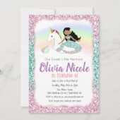 ANY AGE - Zeemeermin Glitter Verjaardag uitnodigin Kaart (Voorkant)