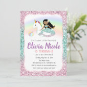 ANY AGE - Zeemeermin Glitter Verjaardag uitnodigin Kaart (Staand voorkant)