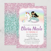 ANY AGE - Zeemeermin Glitter Verjaardag uitnodigin Kaart (Voorkant / Achterkant)