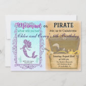 ANY AGE - Zeemeermin of Piraat Verjaardag uitnodig Kaart (Voorkant)