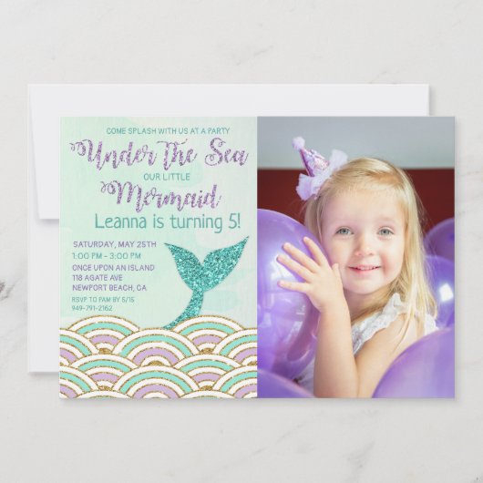 ANY AGE - Zeemeermin onder de uitnodiging van het (Voorkant)