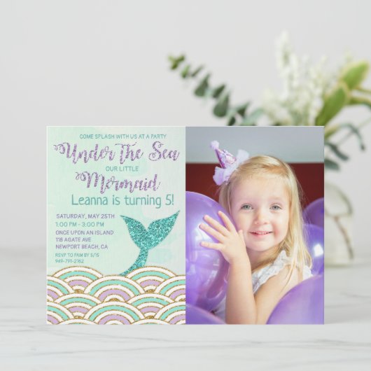 ANY AGE - Zeemeermin onder de uitnodiging van het (Staand voorkant)