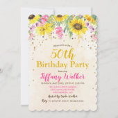 ANY AGE - Zonnebloem Verjaardagsfeestuitnodiging Kaart (Voorkant)