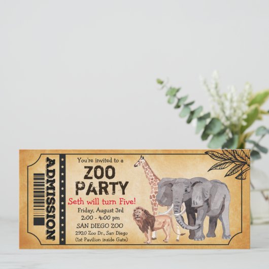 ANY AGE - Zoo Oerwoud Party Verjaardagsuitnodiging Kaart (Staand voorkant)