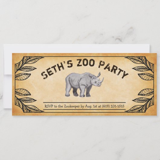 ANY AGE - Zoo Oerwoud Party Verjaardagsuitnodiging Kaart (Achterkant)