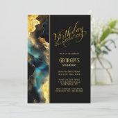 Any Age Zwart Goud Celestial Verjaardagsfeestje Kaart (Staand voorkant)