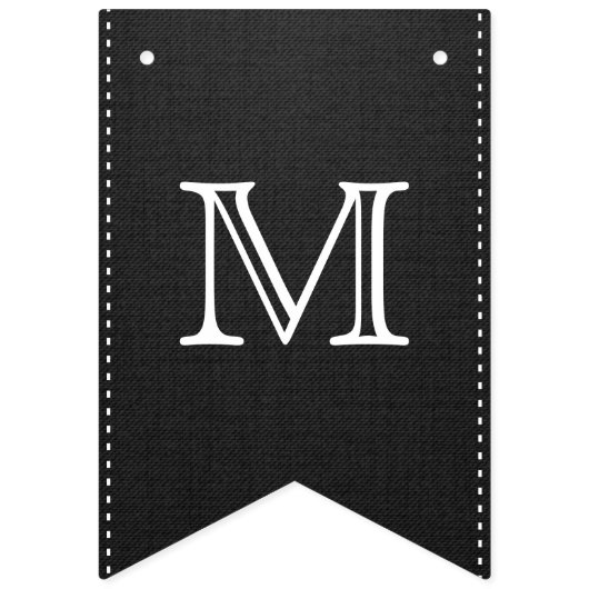 ANY AGE Zwart & Wit Initiaal & Foto Verjaardag Vlaggetjes (Tweede vlag)