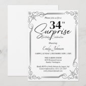 Any Age Zwart-Wit Verjaardag Eenvoudige uitnodigin Kaart (Voorkant / Achterkant)