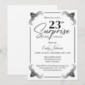 Any Age Zwart-Wit Verjaardag Eenvoudige uitnodigin Kaart (Voorkant / Achterkant)