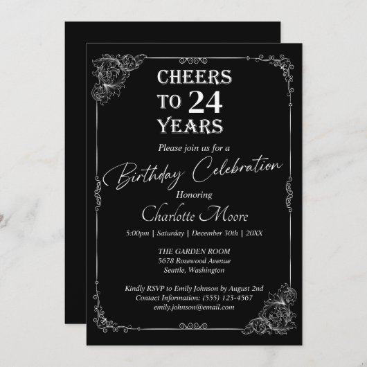 Any Age Zwart-Wit Verjaardagsklassieker Kaart (Voorkant / Achterkant)