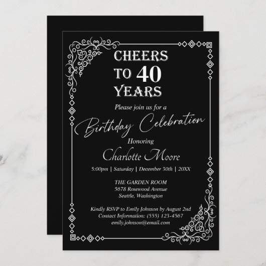 Any Age Zwart-Wit Verjaardagsklassieker Kaart (Voorkant / Achterkant)