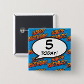 Any Birthday Age Fun Retro Comic Book Vierkante Button 5,1 Cm (Voorkant /achterkant)