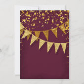 Any Birthday Burgundy Gold Pennant Banner Confetti Kaart (Achterkant)