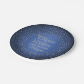 ANY Birthday Cheers Brushed Blue en Gold Confetti Papieren Bordje (Gekanteld)