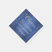 ANY Birthday Cheers Brushed Blue en Gold Confetti Servet (Hoek)