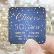 ANY Birthday Cheers Brushed Blue en Gold Confetti