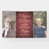 ANY Birthday Cheers Brushed Bourgogne Gold 2 Foto Spandoek (Horizontaal)