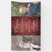 ANY Birthday Cheers Brushed Bourgogne Gold 2 Foto Spandoek (Verticaal)