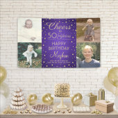 ANY Birthday Cheers Brushed Paarse & Gold 4 Foto Spandoek