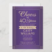 ANY Birthday Cheers Classic Border Paarse en Gold Kaart (Voorkant)
