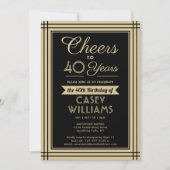 ANY Birthday Cheers Downloadbare Zwart en Goud Kaart (Voorkant)