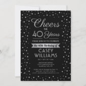 ANY Birthday Cheers Elegant Confetti Zwart Kaart (Voorkant)