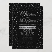 ANY Birthday Cheers Elegant Confetti Zwart Kaart (Voorkant / Achterkant)