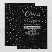 ANY Birthday Cheers Elegant Confetti Zwart Kaart (Voorkant / Achterkant)