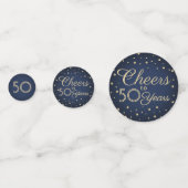 ANY Birthday Cheers Elegant Navy Blauw Goud 3 Foto Confetti (Voorkanten)