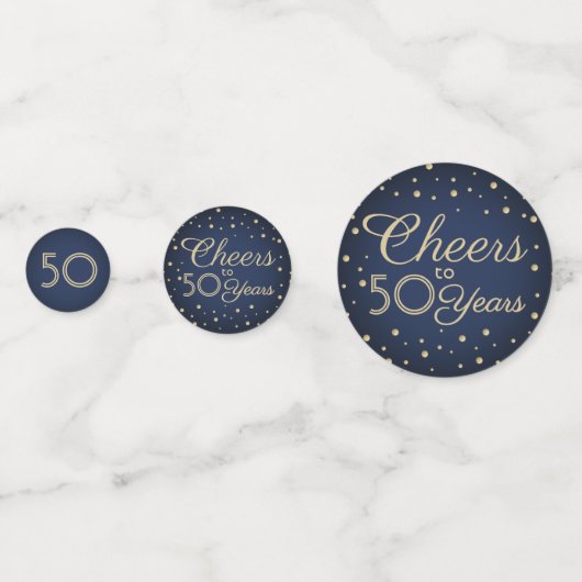 ANY Birthday Cheers Elegant Navy Blauw Goud 3 Foto Confetti (Voorkanten)