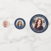 ANY Birthday Cheers Elegant Navy Blauw Goud 3 Foto Confetti (Achterkanten)