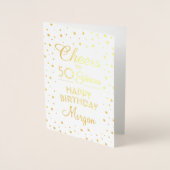 ANY Birthday Cheers Elegant Wit & Goud Confetti Folie Kaarten (Voorkant)