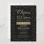 ANY Birthday Cheers Elegant Zwart & Goud Confetti Kaart (Voorkant)
