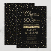 ANY Birthday Cheers Elegant Zwart & Goud Confetti Kaart (Voorkant / Achterkant)