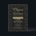 ANY Birthday Cheers Elegant Zwart & Goud Confetti Kaart<br><div class="desc">Nodig familie en vrienden uit voor een elegante verjaardagsviering met aangepaste uitnodigingen voor zwarte en gouden feestjes. Alle formuleringen op deze sjabloon (inclusief "Proost voor 50 jaar") zijn opgesteld voor een 50ste verjaardag, maar zijn eenvoudig te personaliseren voor elk jaar of type evenement. Het ontwerp is voorzien van moderne glittery...</div>