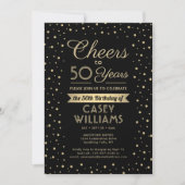ANY Birthday Cheers Elegant Zwart & Goud Confetti Kaart (Voorkant)