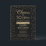ANY Birthday Cheers Elegant Zwart & Goud Confetti Kaart<br><div class="desc">Nodig familie en vrienden uit voor een elegante verjaardagsviering met aangepaste uitnodigingen voor zwarte en gouden feestjes. Alle formuleringen op deze sjabloon (inclusief "Proost voor 50 jaar") zijn opgesteld voor een 50ste verjaardag, maar zijn eenvoudig te personaliseren voor elk jaar of type evenement. Het ontwerp is voorzien van moderne glittery...</div>